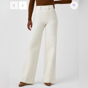 Spanx 1X Petite Ecru Seamed-Front Wide Leg Jean NWOT
